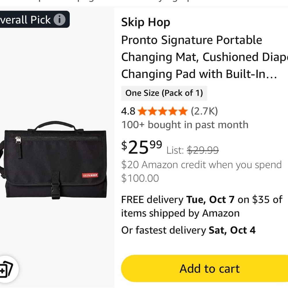 Skip Hop Black Pronto Signature Changing Mat